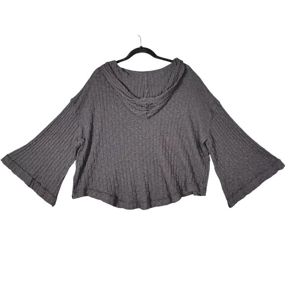 FREE PEOPLE OB1128308 Black Speckled Baja Babe Hooded Hacci Sweater SIZE SMALL - Picture 4 of 12